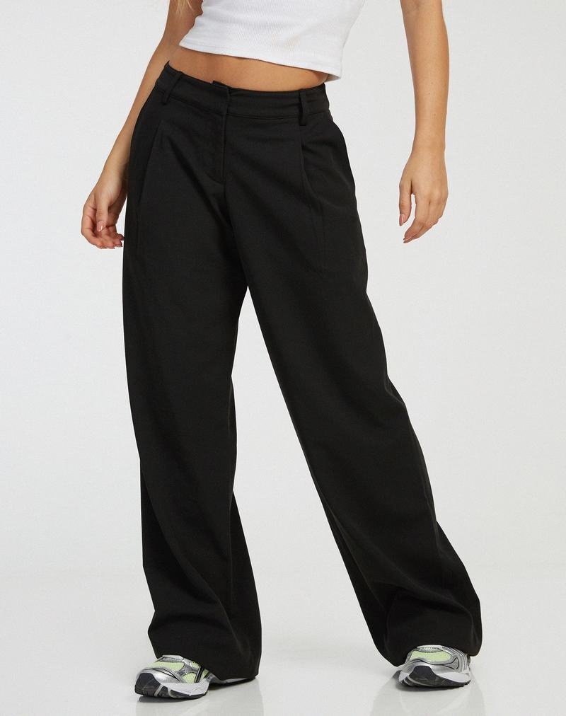 Black Motel Rocks Hondra Wide Leg Women's Trousers | NHB671OV