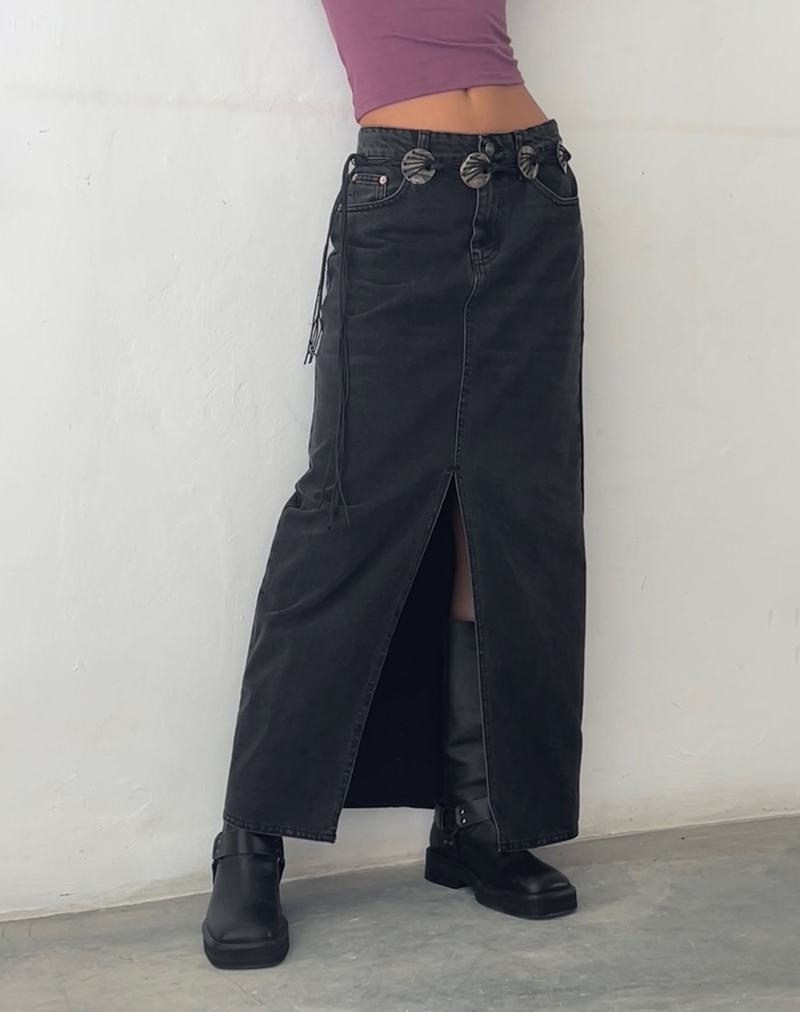 Black Motel Rocks Low Rise Maxi Women's Denim Skirt | RUU9254XG