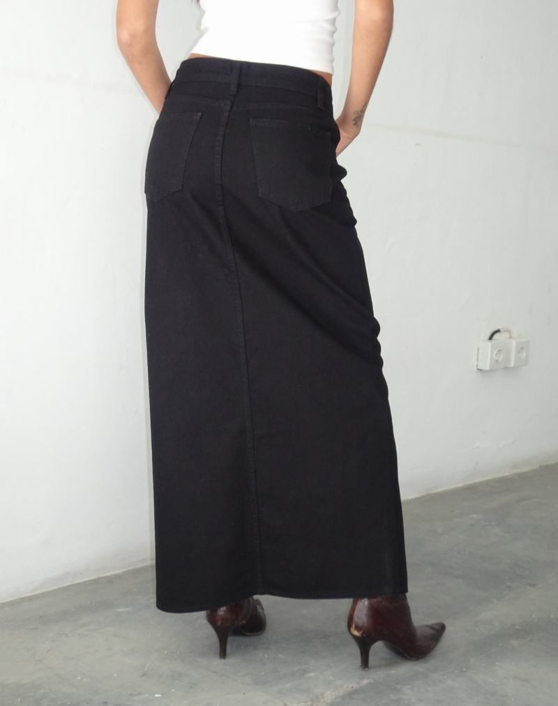 Black Motel Rocks Low Rise Maxi Women's Denim Skirt | VKT8455EW