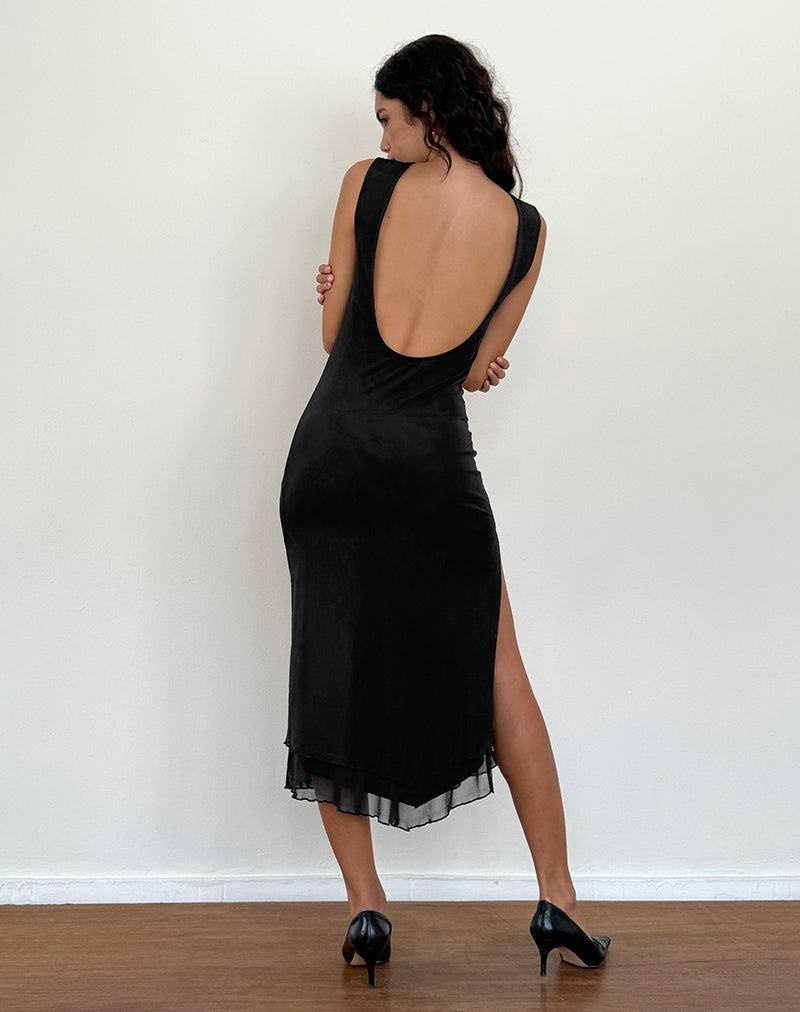 Black Motel Rocks Lyra Backless Women's Midi Dress | HDN635JF