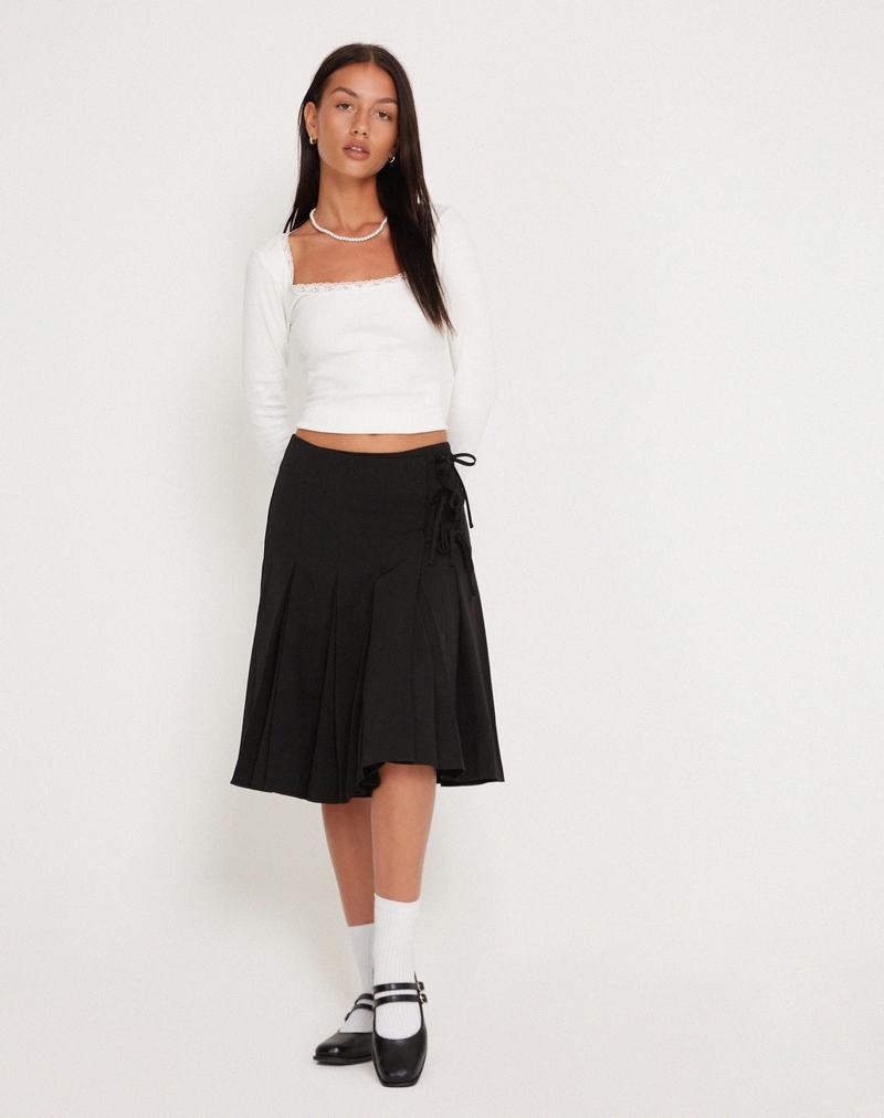 Black Motel Rocks Madelyn Pleated Midi Women's Skirts | ONS7726TU