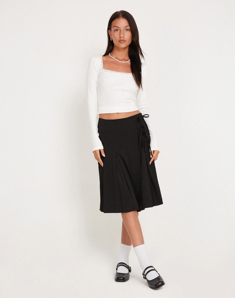 Black Motel Rocks Madelyn Pleated Midi Women's Skirts | ONS7726TU