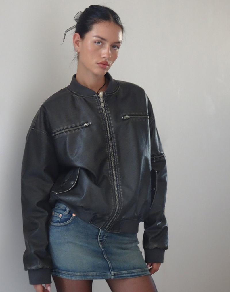 Black Motel Rocks Marco Distressed Women\'s Bomber Jackets | YFN329IA