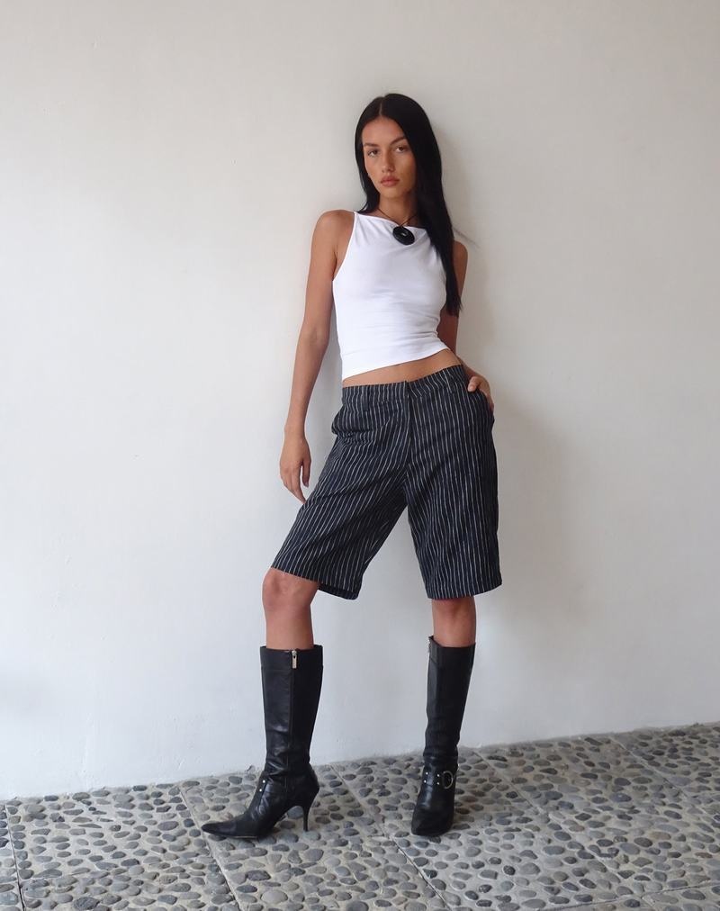 Black Motel Rocks Motel X Jacquie Tabaru Longline Women's Shorts | KYT8861XH