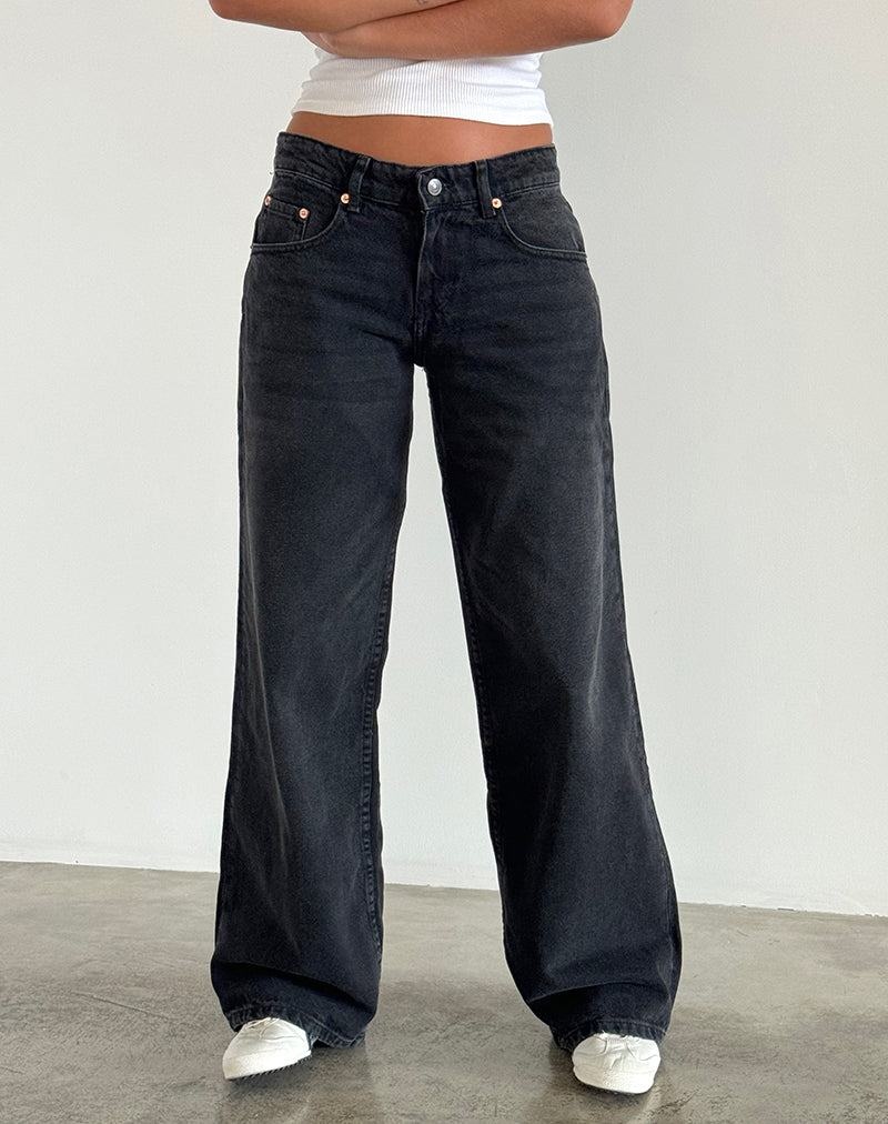 Black Motel Rocks Roomy Extra Wide Low Rise Women's Jeans | LIT9516OJ