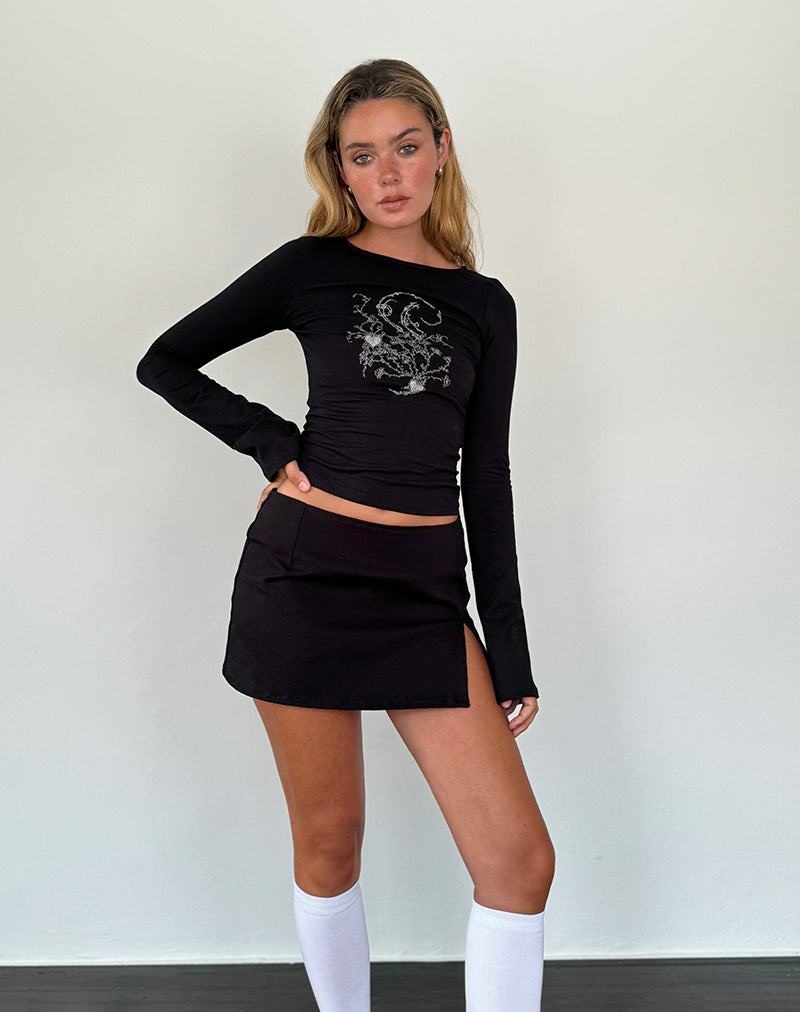 Black Motel Rocks Salaka Long Sleeve Women's T Shirts | CAJ2263LU