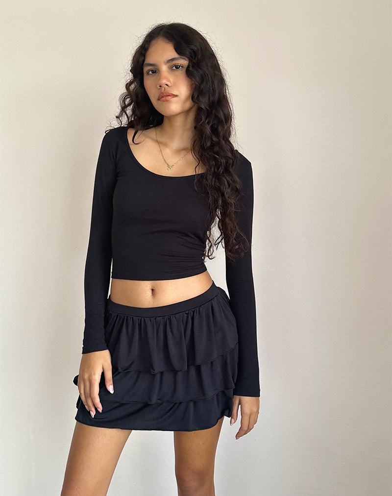 Black Motel Rocks Sefone Tiered Mini Women's Skirts | MUS2687ZA