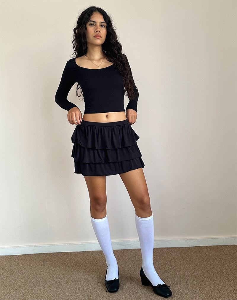 Black Motel Rocks Sefone Tiered Mini Women's Skirts | MUS2687ZA