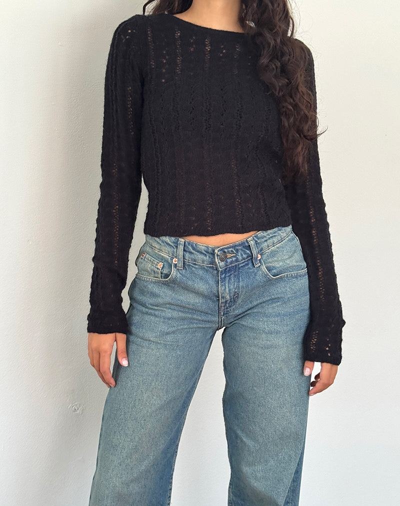 Black Motel Rocks Venia Knitted Long Sleeve Women's Blouse | SXG4114SF