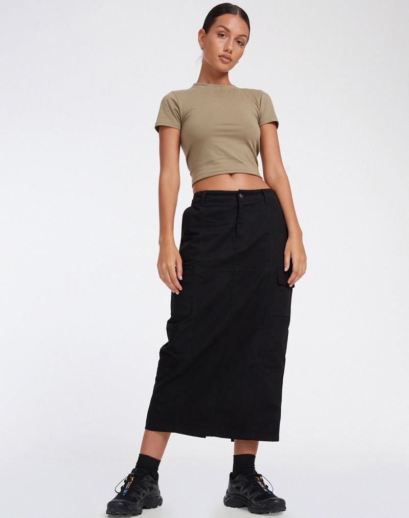 Black Motel Rocks Widya Cargo Midi Women's Skirts | OFM8628BZ