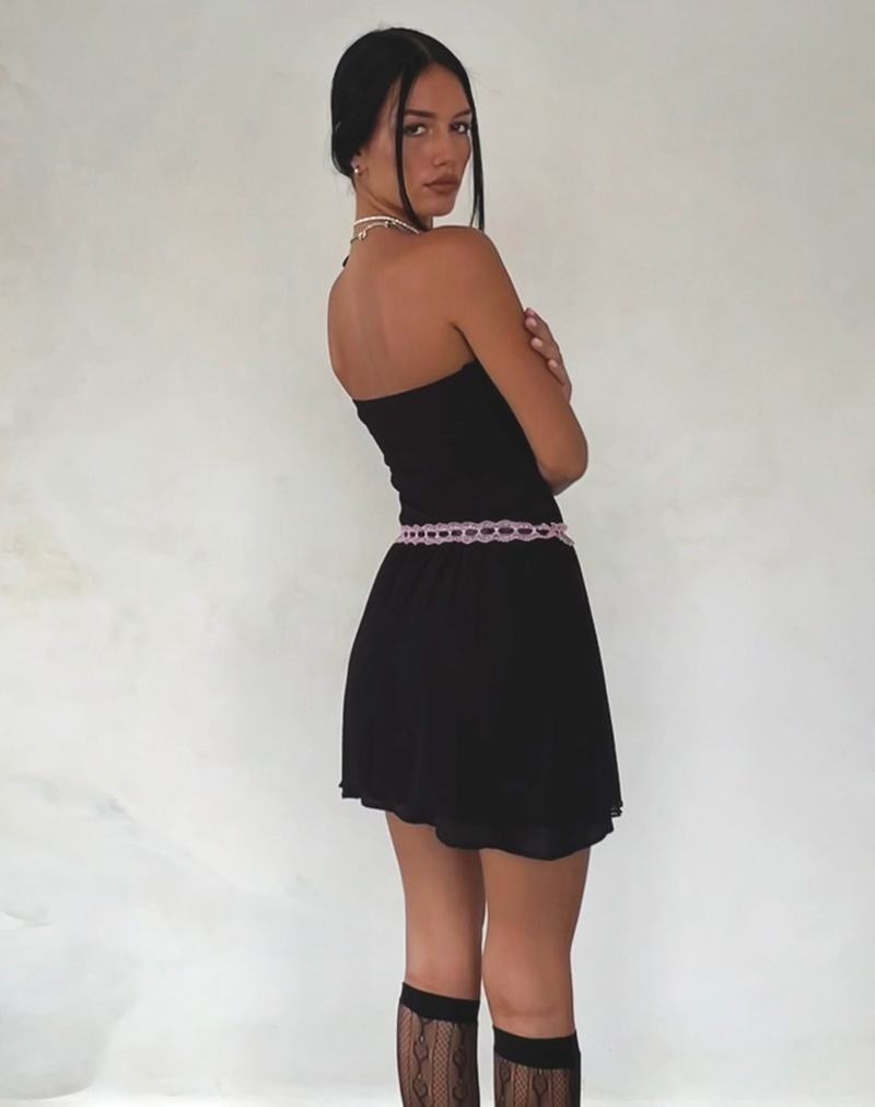 Black Pink Motel Rocks Cleodora Bandeau Mesh Women's Mini Dress | CRR1722IE