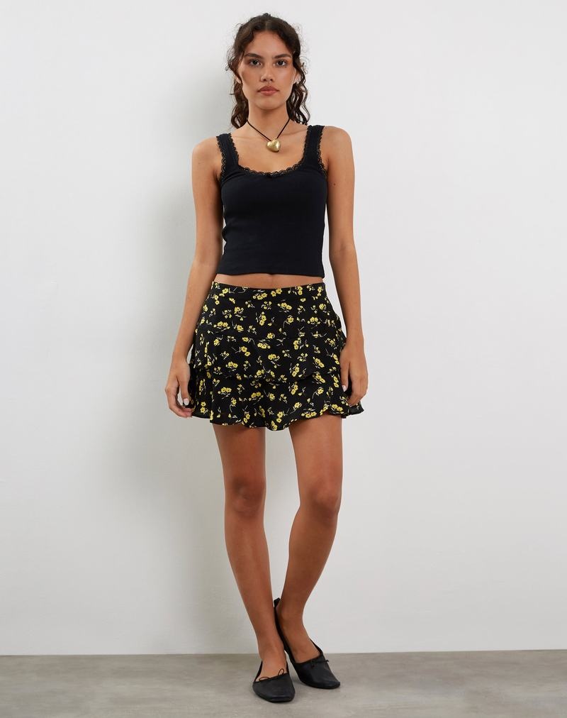 Black Yellow Motel Rocks Lowisa Buttercup Women's Skirts | CGM6723KH