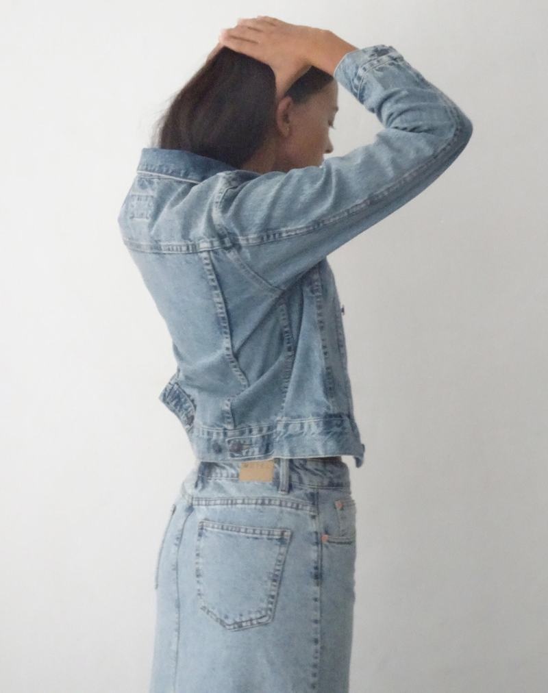 Blue Motel Rocks Fitted Women's Denim Jackets | FPO2754PZ