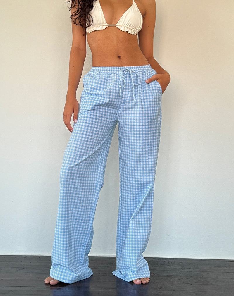 Blue Motel Rocks Wasic Wide Leg Linen Women\'s Trousers | IOJ6363QF