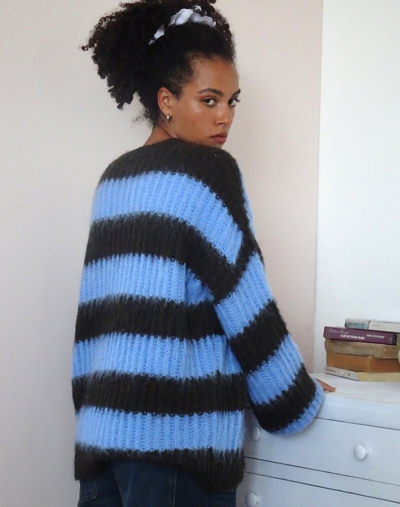 Brown Blue Motel Rocks Daren Knitted Oversized Women's Jumpers | VBH3738VA