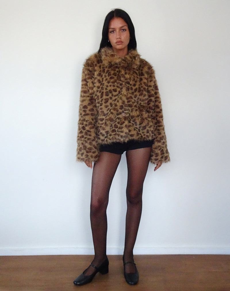 Brown Motel Rocks Joji Crop Faux Fur Women's Jackets | QIU1946FN