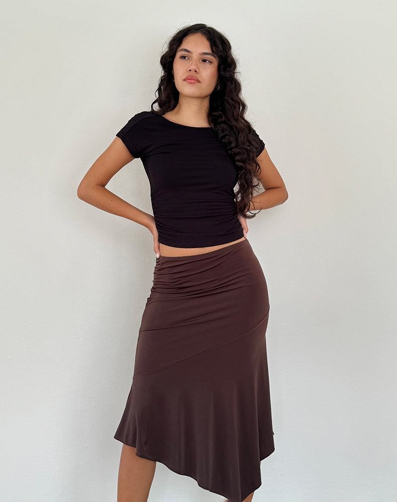 Dark Brown Motel Rocks Cinta Low Rise Midi Women's Skirts | EOW5324UM