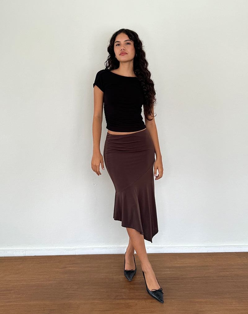 Dark Brown Motel Rocks Cinta Low Rise Midi Women's Skirts | EOW5324UM