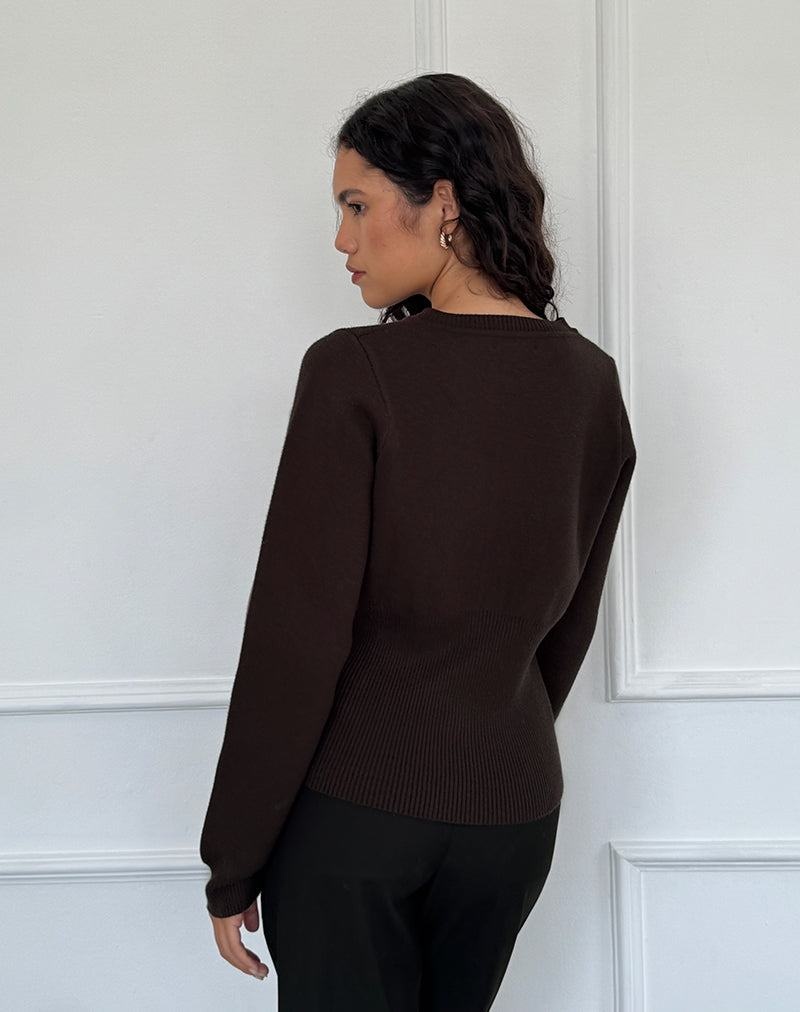 Dark Brown Motel Rocks Subra Long Sleeve Ribbed Hem Women's Cardigan | GBT5832JF