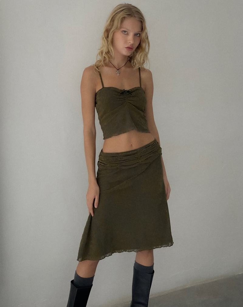 Dark Green Motel Rocks Halusi Women's Cropped Tops | GBE9832MB