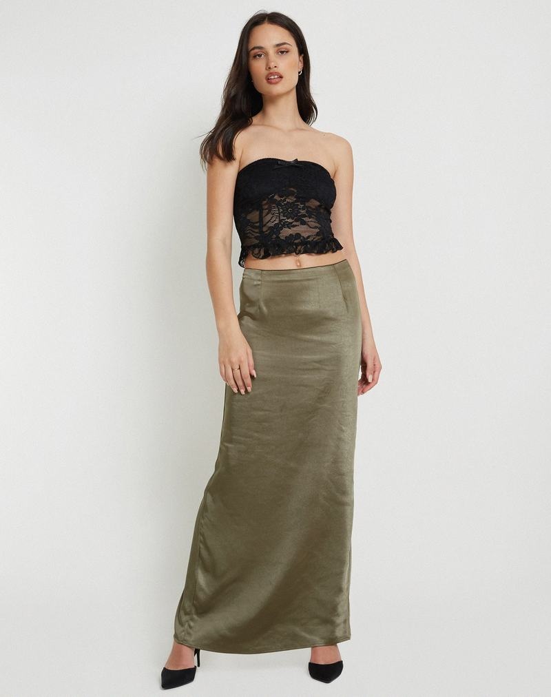 Dark Green Motel Rocks Layla Maxi Women's Skirts | AVE7311GY