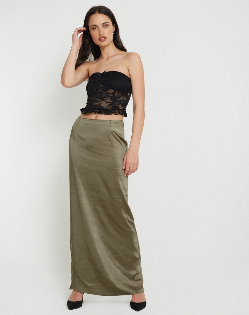 Dark Green Motel Rocks Layla Maxi Women's Skirts | AVE7311GY