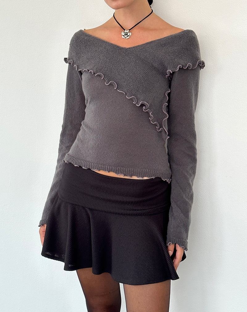 Dark Grey Motel Rocks Febby Sheer Knit Women's Jumpers | NXO8364NF