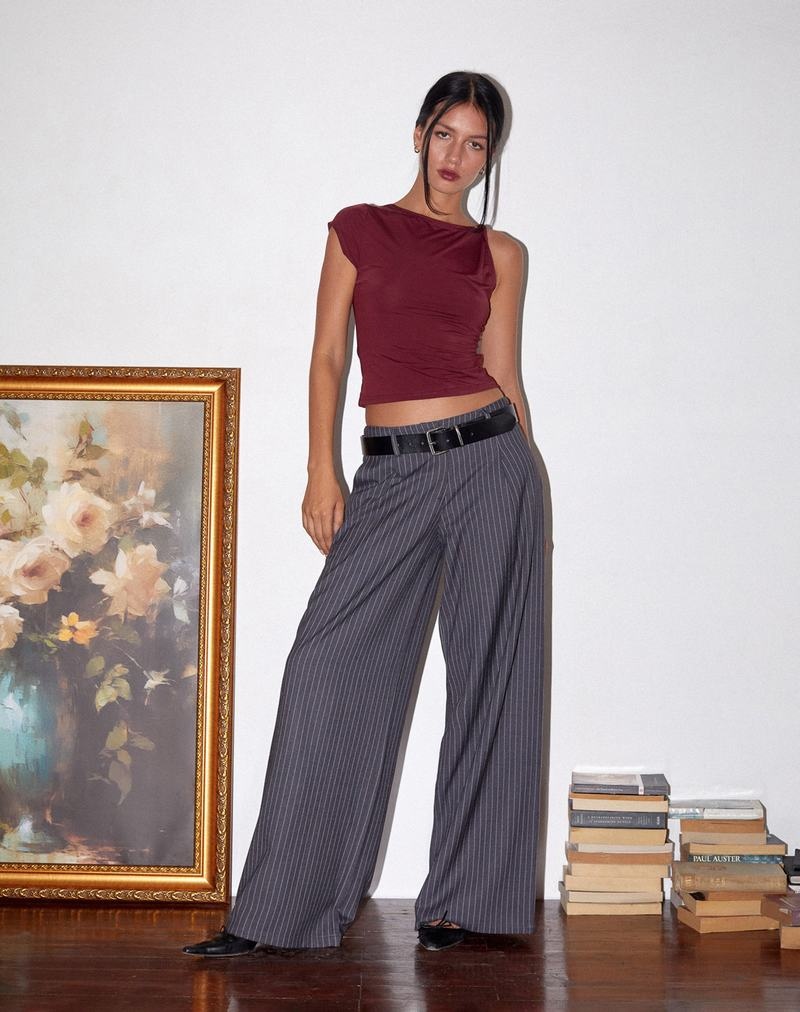 Dark Grey Motel Rocks Sagawa Tailored Women's Trousers | ZXA2762DK