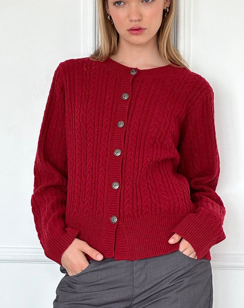 Dark Red Motel Rocks Bavana Women's Cardigan | RPD4178DP