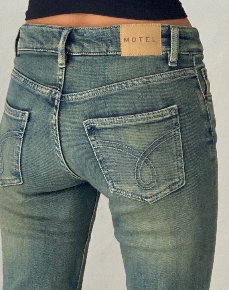 Green Blue Motel Rocks Low Rise Flared Women's Jeans | KVT1151MV