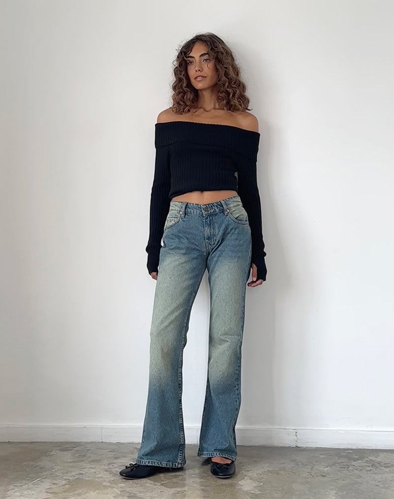 Green Motel Rocks Rigid Low Rise Flare Women's Jeans | KHG6680OB