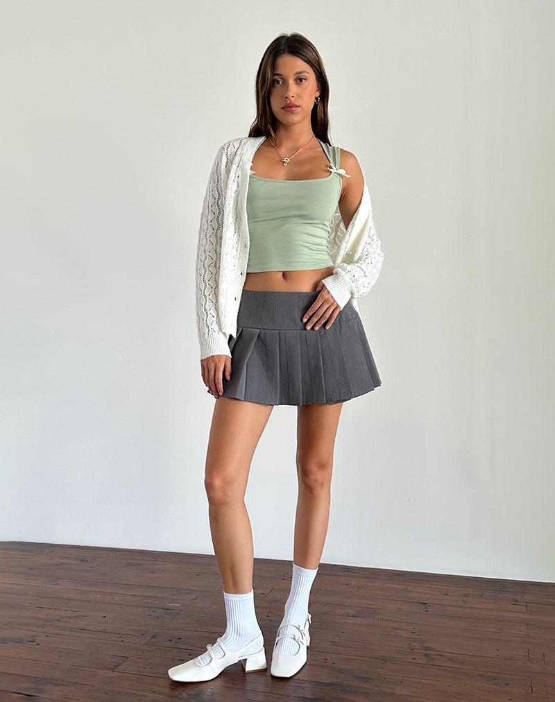 Green White Motel Rocks Jiniso Women's Cropped Tops | IOC8173US