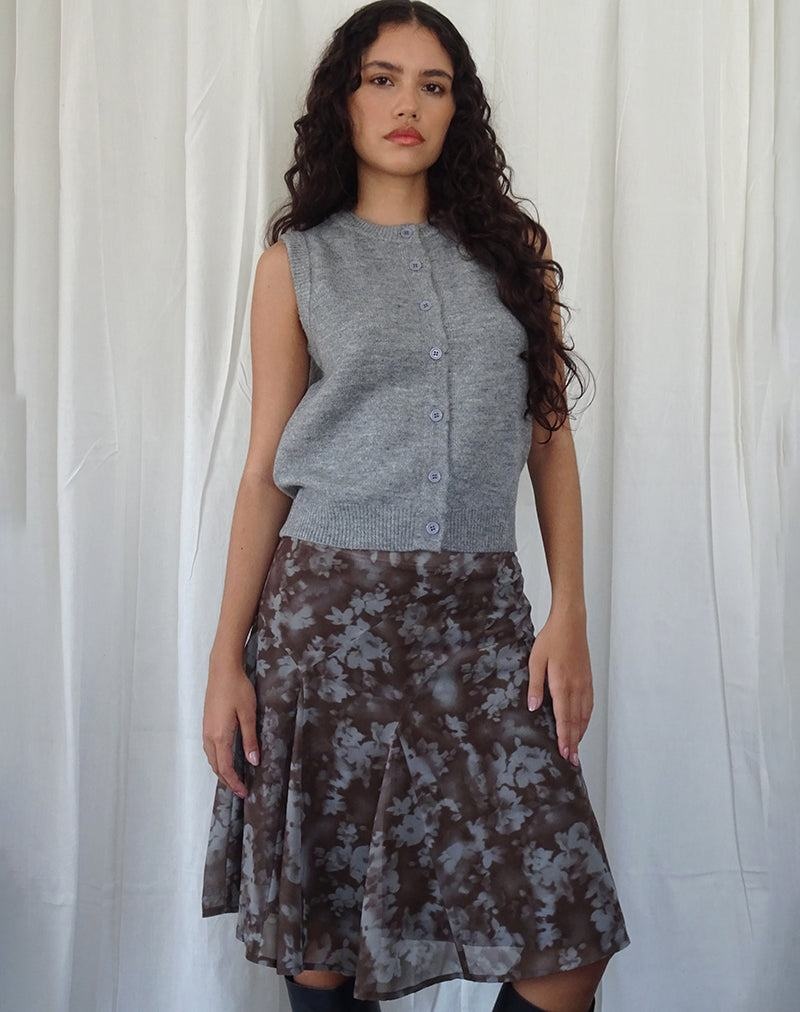 Grey Brown Motel Rocks Clarita Midi Women's Skirts | ZXB6970MN