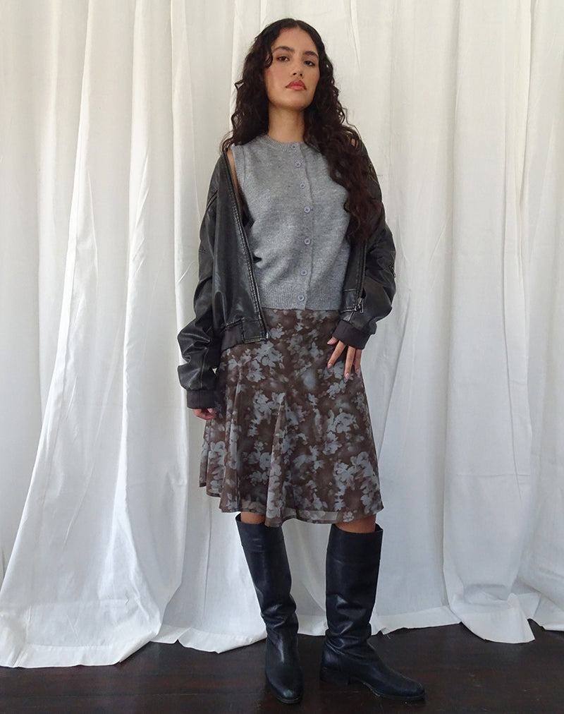 Grey Brown Motel Rocks Clarita Midi Women's Skirts | ZXB6970MN