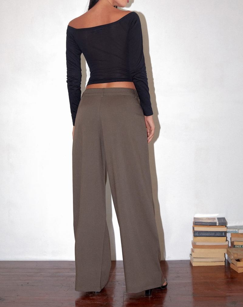 Grey Brown Motel Rocks Salisu Wide Leg Women's Trousers | BPU2231RP