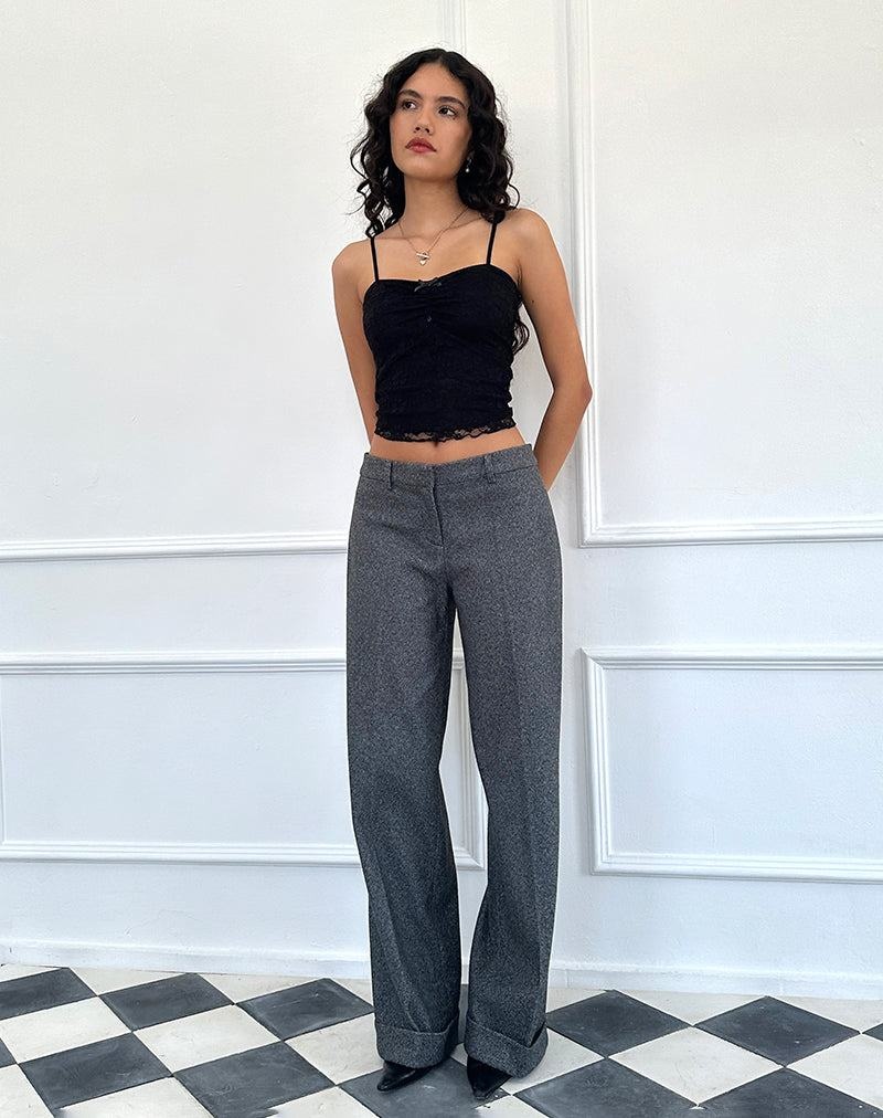 Grey Motel Rocks Abdel Faux Wool Tailored Women's Trousers | SNZ4817DE