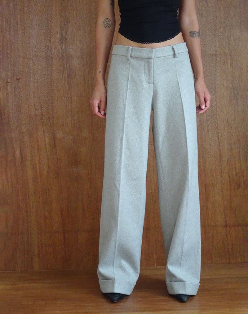 Grey Motel Rocks Abdel Faux Wool Tailored Women\'s Trousers | BBG2228GP