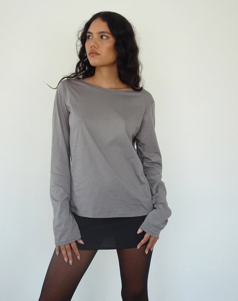 Grey Motel Rocks Damon Baggy Long Sleeve Women's T Shirts | YJT9539CG