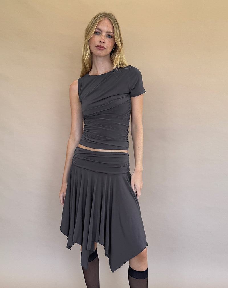 Grey Motel Rocks Norali Waterfall Midi Women's Skirts | HJO9889SG