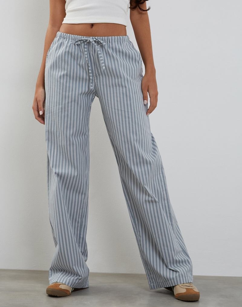 Grey White Motel Rocks Lirura Wide Leg Women's Trousers | VUL6532BH