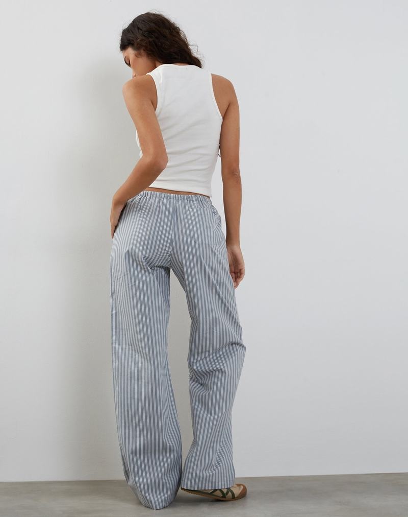 Grey White Motel Rocks Lirura Wide Leg Women's Trousers | VUL6532BH