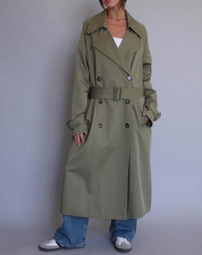 Khaki Motel Rocks Orcati Women's Trench Coat | WCC7044MN