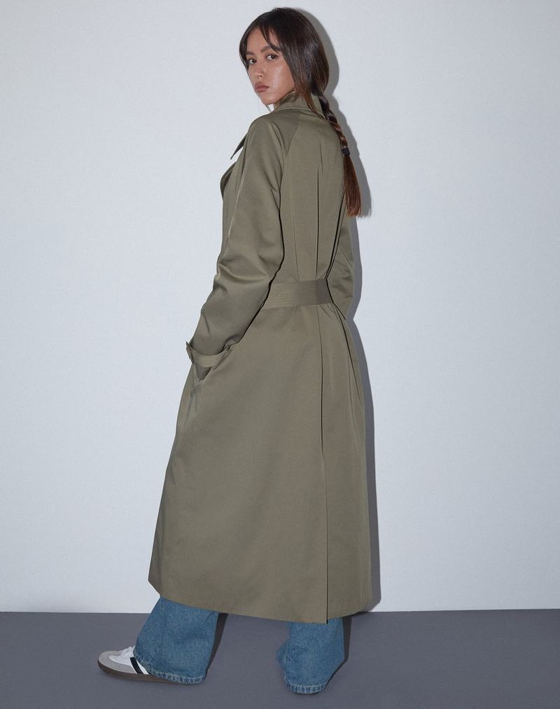 Khaki Motel Rocks Orcati Women's Trench Coat | WCC7044MN