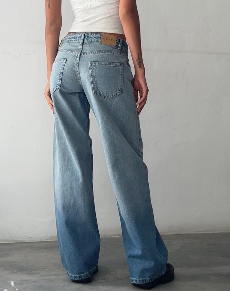 Light Blue Motel Rocks Low Rise Parallel Women's Jeans | ALV1015AM