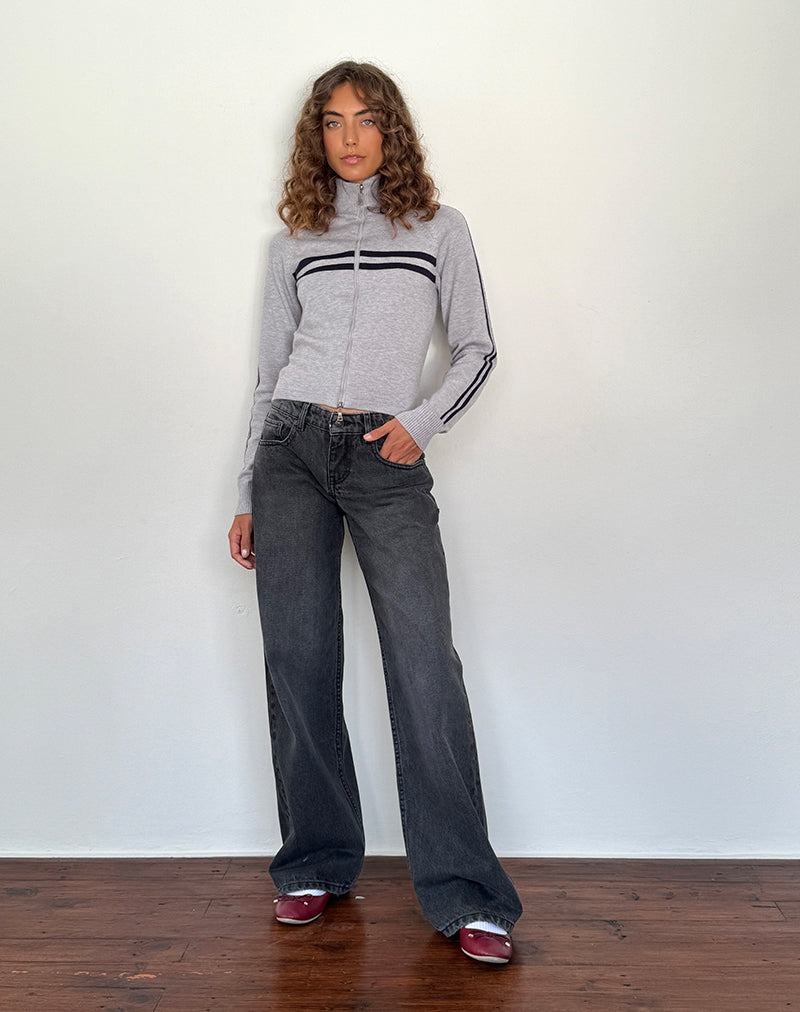 Light Grey Navy Motel Rocks Talisa Sporty Zip Through Women's Jackets | TIG10024GG