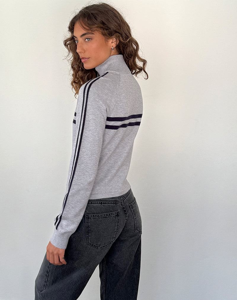 Light Grey Navy Motel Rocks Talisa Sporty Zip Through Women's Jackets | TIG10024GG