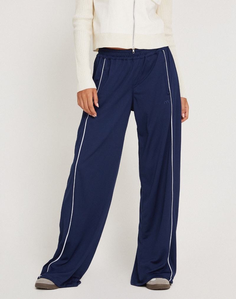 Navy Motel Rocks Shobi Wide Leg Women's Joggers | BVD3313XQ