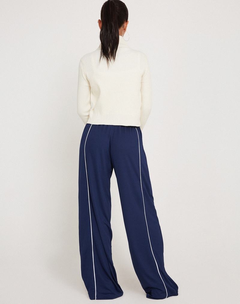 Navy Motel Rocks Shobi Wide Leg Women's Joggers | BVD3313XQ