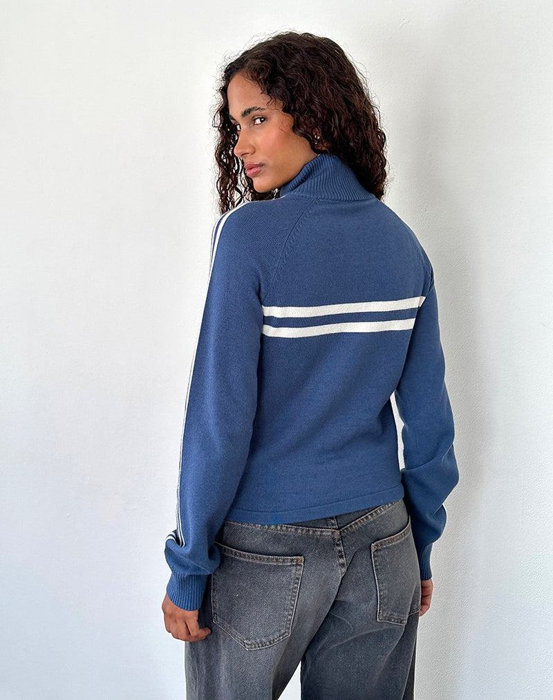 Navy White Motel Rocks Talisa Sporty Zip Through Women's Jackets | IDA3213DT