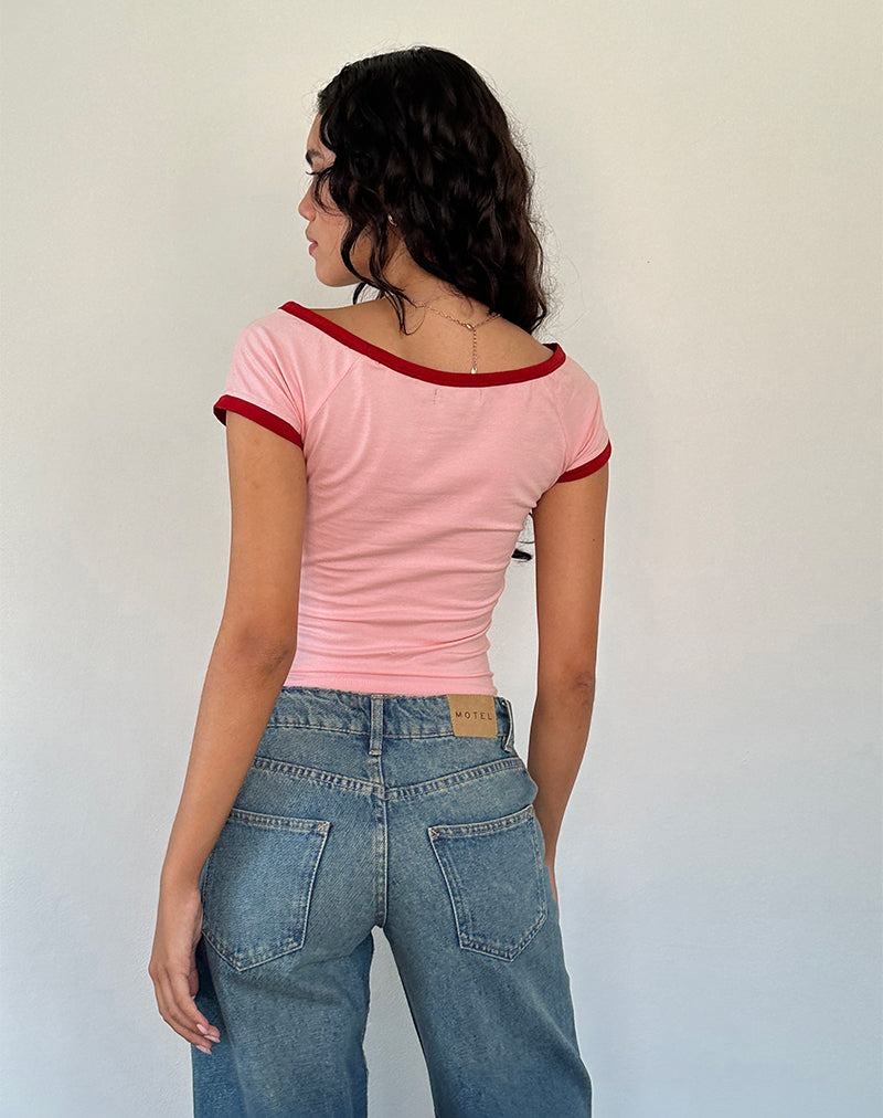 Pink Red Motel Rocks Bitha Women's Cropped Tops | LOH3472BW